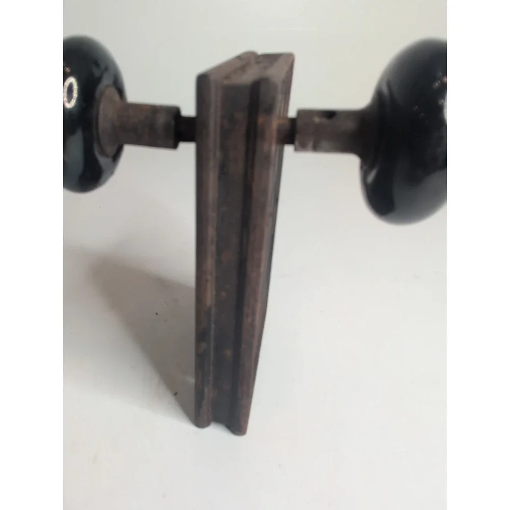 Antique Vtg Corbin Mortise Lock Door Hardware w/ Door Black Knobs 1868 1869